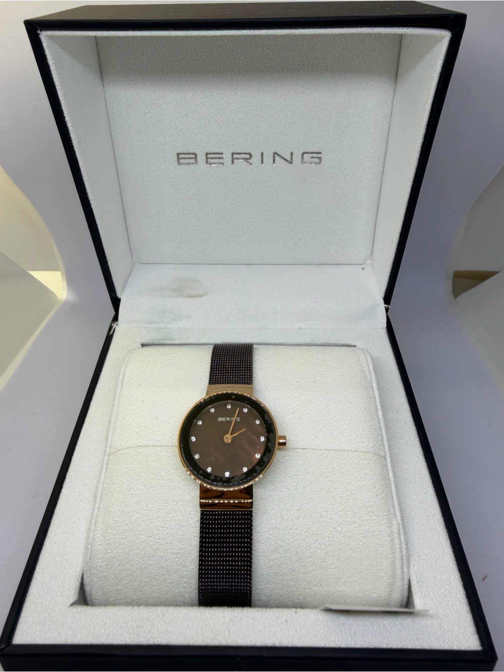BERING Women's Brown Dial Watch with Rose Gold Case